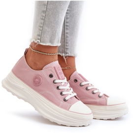 Sneakers för kvinnor på en massiv sula Big Star NN274129 Rosa 11