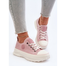 Sneakers för kvinnor på en massiv sula Big Star NN274129 Rosa 3