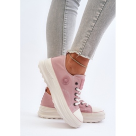 Sneakers för kvinnor på en massiv sula Big Star NN274129 Rosa 9