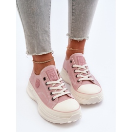 Sneakers för kvinnor på en massiv sula Big Star NN274129 Rosa 7