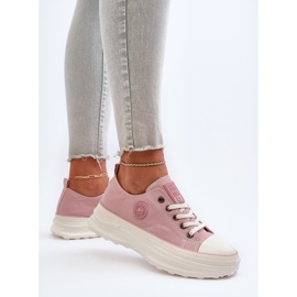 Sneakers för kvinnor på en massiv sula Big Star NN274129 Rosa 8