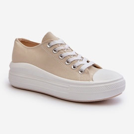 Beige Amyete Sneakers för kvinnor på en massiv plattform 1