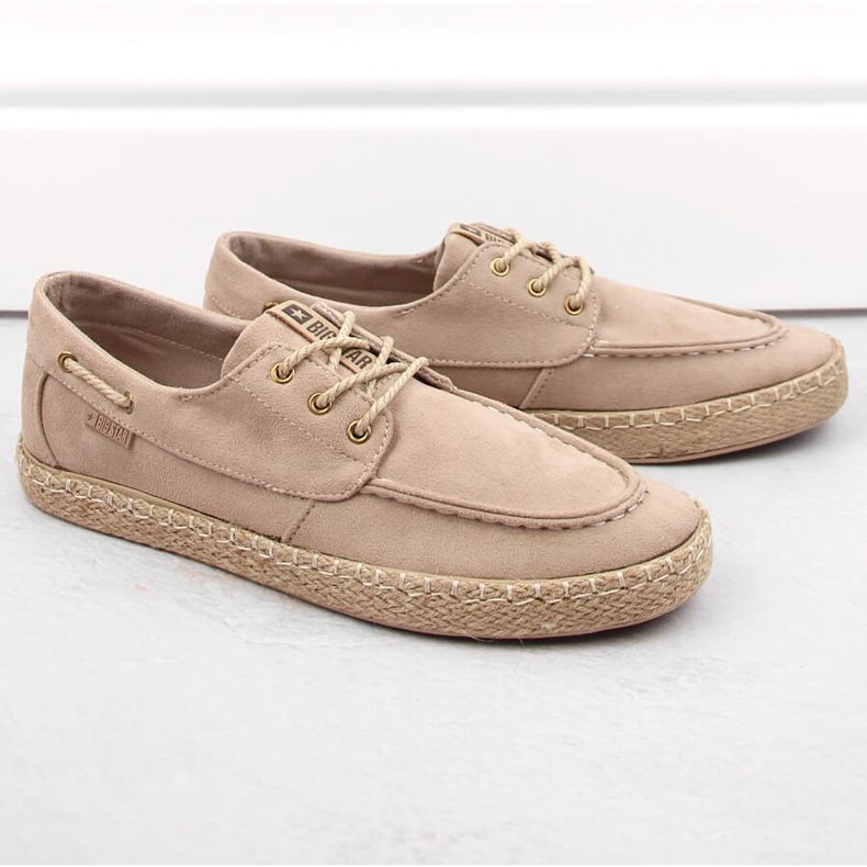 Herrskor i mocka, mockasiner, beige espadrillor Big Star NN174054 1