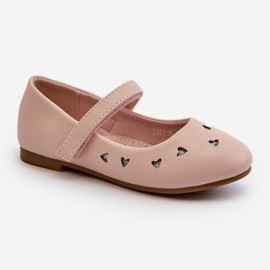Barnballerinaskor med hjärtan, fästa med kardborreband, rosa Danaella 1