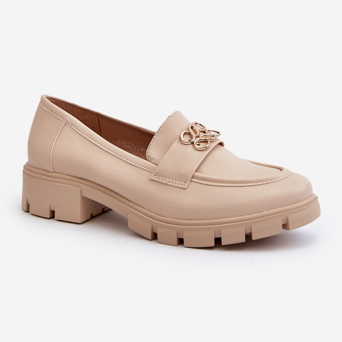 Elegant beige dammockasiner med gulddekoration Tosisa 2