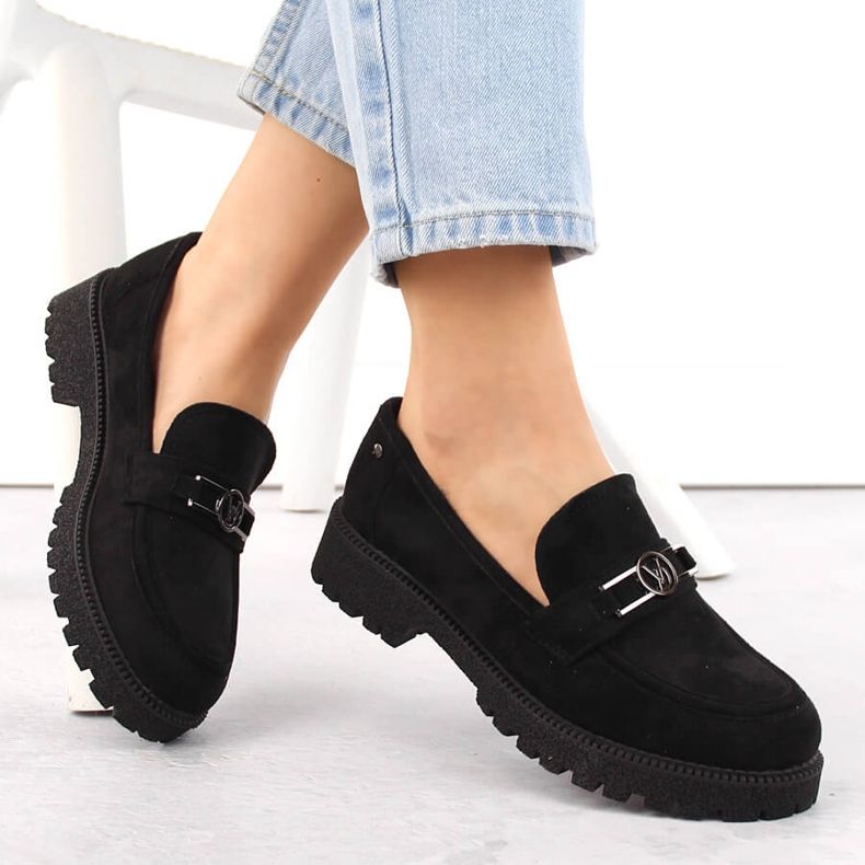 Damskor i mocka, svarta mockasiner Potocki YQ21047 1