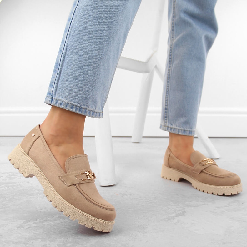 Damskor i mocka, beige mockasiner Potocki YQ21047 2