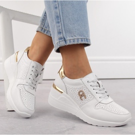 Sportkilskor i läder, vita, S.Barski LR810 1