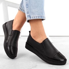 S.Barski Slip-on skor för kvinnor med cubic zirconia, svart D&amp;A LR370 1