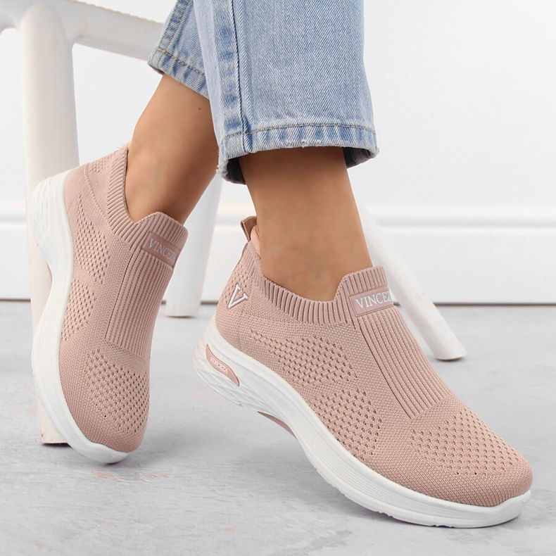 Rosa slip-on sportskor för kvinnor Vinceza 13592 1