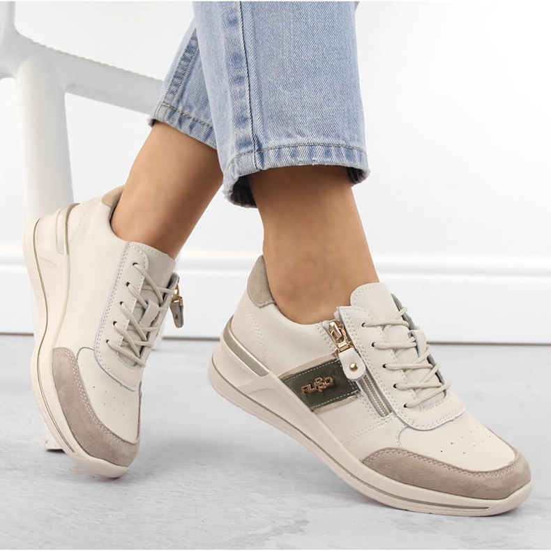 Beige läder dam sportskor Filippo DP6083 1