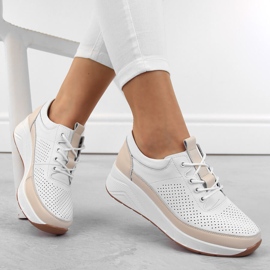 Sportskor i läder för kvinnor, wedge sneakers, vit Artiker 54C1742 1