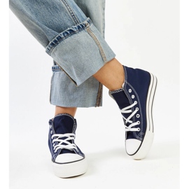 Marinblå high-top sneakers med tjock sula från Bagy 2