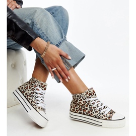 Bagy hög leopardmönstrad sneakers med tjock sula brun 1