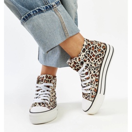 Bagy hög leopardmönstrad sneakers med tjock sula brun 2