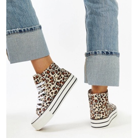 Bagy hög leopardmönstrad sneakers med tjock sula brun 3