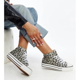Bagy hög leopardmönstrad sneakers med tjock sula beige 1