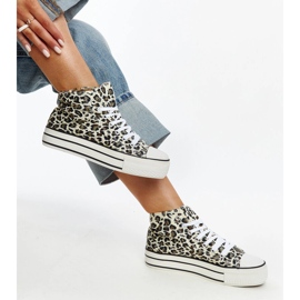 Bagy hög leopardmönstrad sneakers med tjock sula beige 2