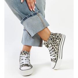 Bagy hög leopardmönstrad sneakers med tjock sula beige 3