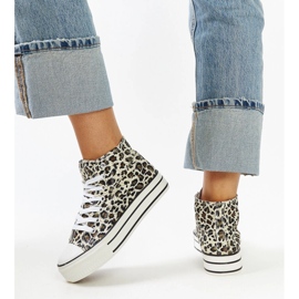 Bagy hög leopardmönstrad sneakers med tjock sula beige 4