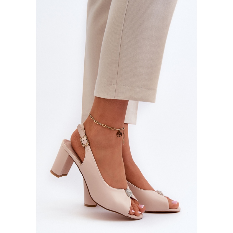 Evento Eleganta sandaler på hög klack med dekoration, Beige Trasea 1