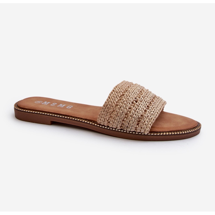 Beige Radians flip-flops dam med flätade platta klackar 1