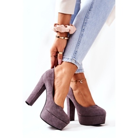 Sweet Shoes Suede kvinnors pumpar på grå plattform 3