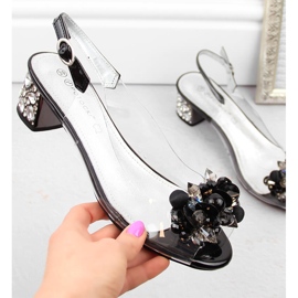 Transparenta damsandaler med pärlor, svart Potocki WS43300 1