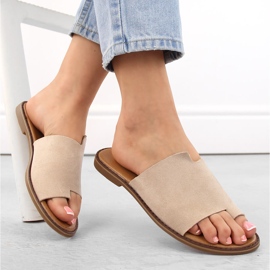 Flipflops i beige mocka för kvinnor eVento 4586 1