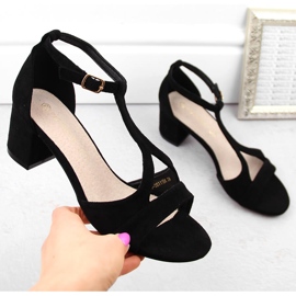 Damsandaler i mocka på hög klack, svart Potocki LE20311 1