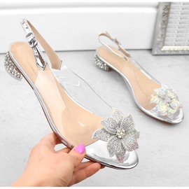 Transparent lack för damsandaler med silver zirkoner S.Barski MR38-383 silver- 1