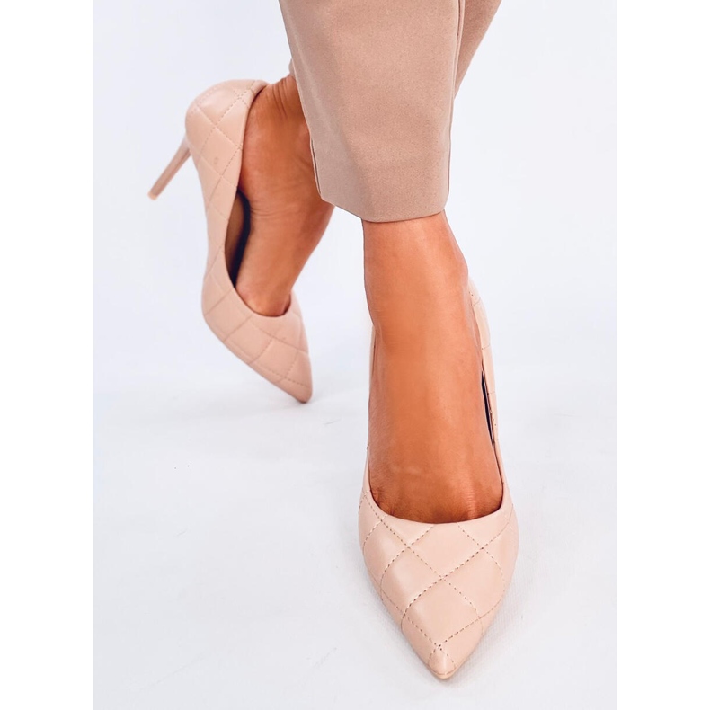 Raquel Nude quiltade högklackade pumps beige 1
