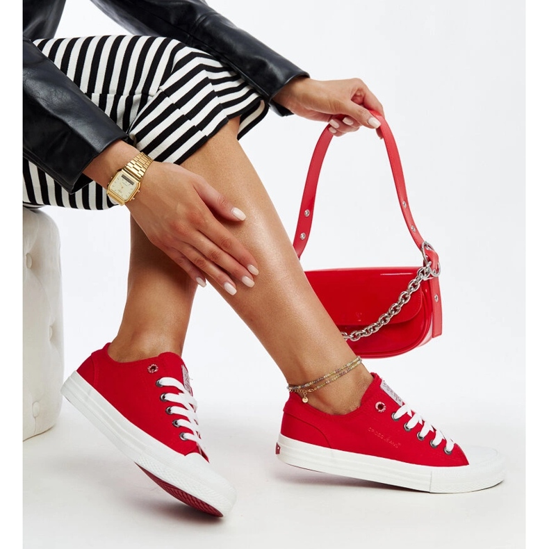 Red women's Cross Jeans sneakers röd 1