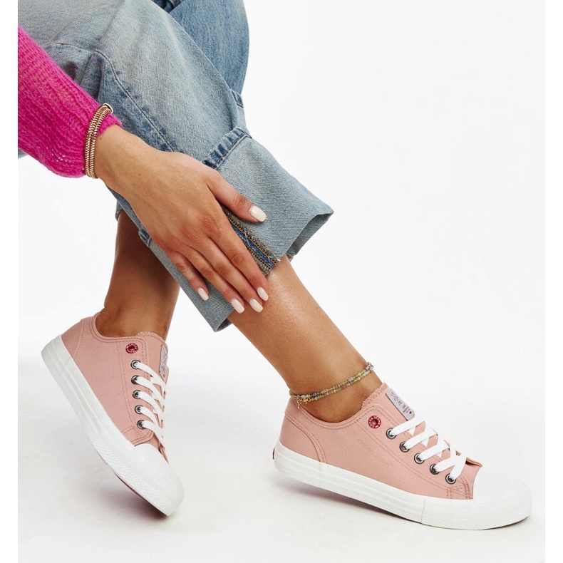 Rosa cross jeanssneakers för kvinnor 1