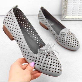 Genombrutna lågklackade skor för kvinnor, grå Jezzi ASA178-5 1