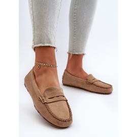 Klassiska mockamockasiner för kvinnor Mörkbeige Glimris 2