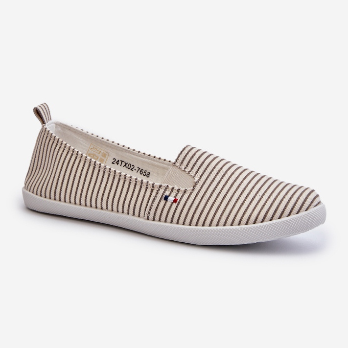 Beige Pazaria Slip-On Randiga Sneakers för kvinnor 1