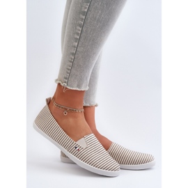Beige Pazaria Slip-On Randiga Sneakers för kvinnor 2