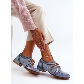 Damskor med snörning Naturläder Maciejka 06452-06 Blå 1