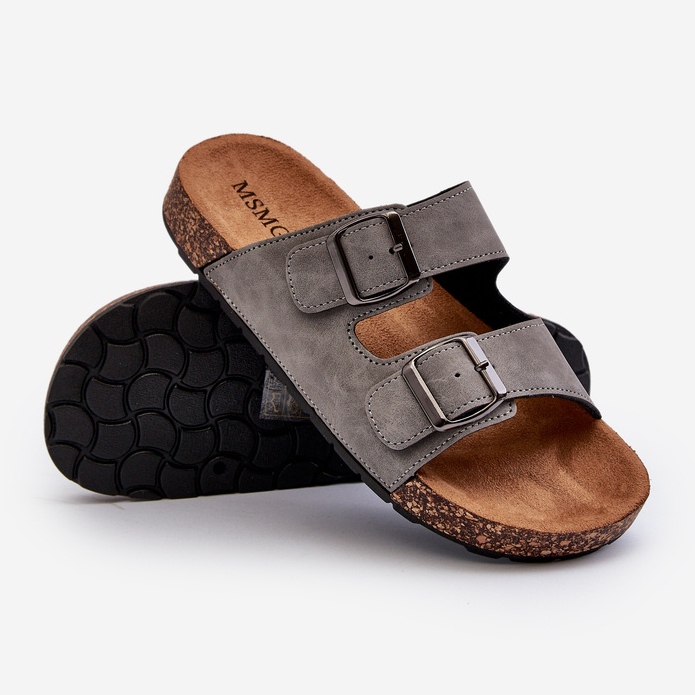 Herrflipflops med korksula, Grå Rosawia 2