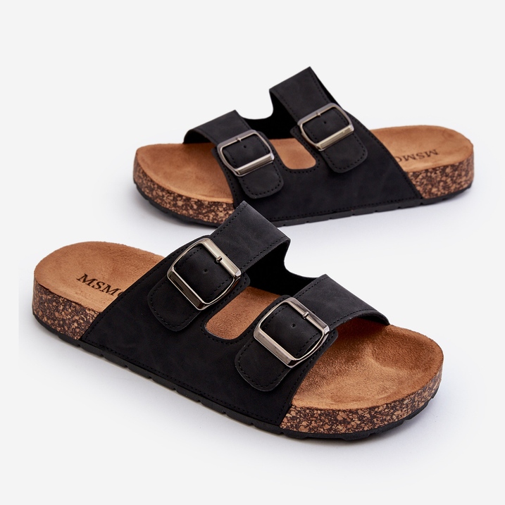 Herrflipflops med korksula, Black Rosawia svart 1