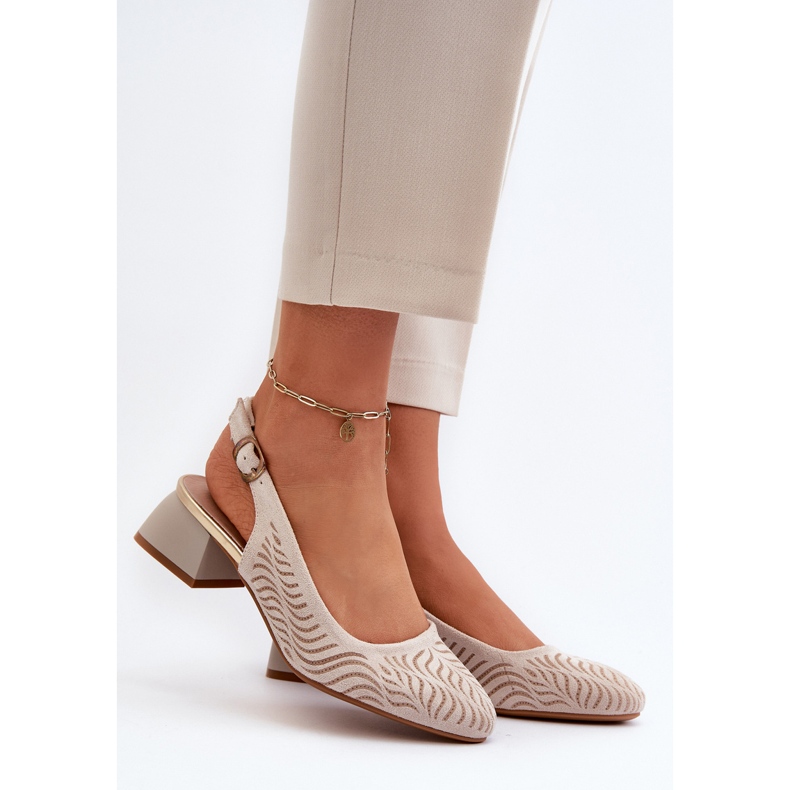 Beige Block Högklackade Pumps Gemifa 2