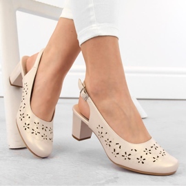 Helgenombrutna sandaler för kvinnor beige pärla Sergio Leone SK179 1