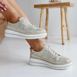 Piano guld läder wedge sneakers gyllene 1