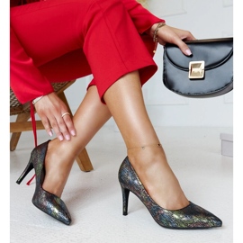 Svarta metallic höga klackar med läder Gantier-inlägg 1