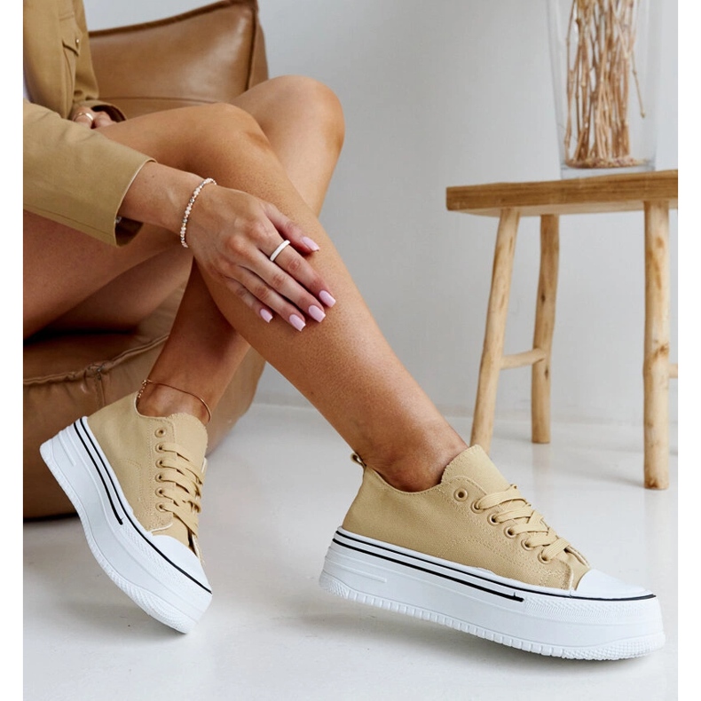 Mörkbeige sneakers med tjock Bahirasula 1