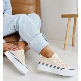 Ljusbeiga sneakers med tjock Bahirasula beige 1