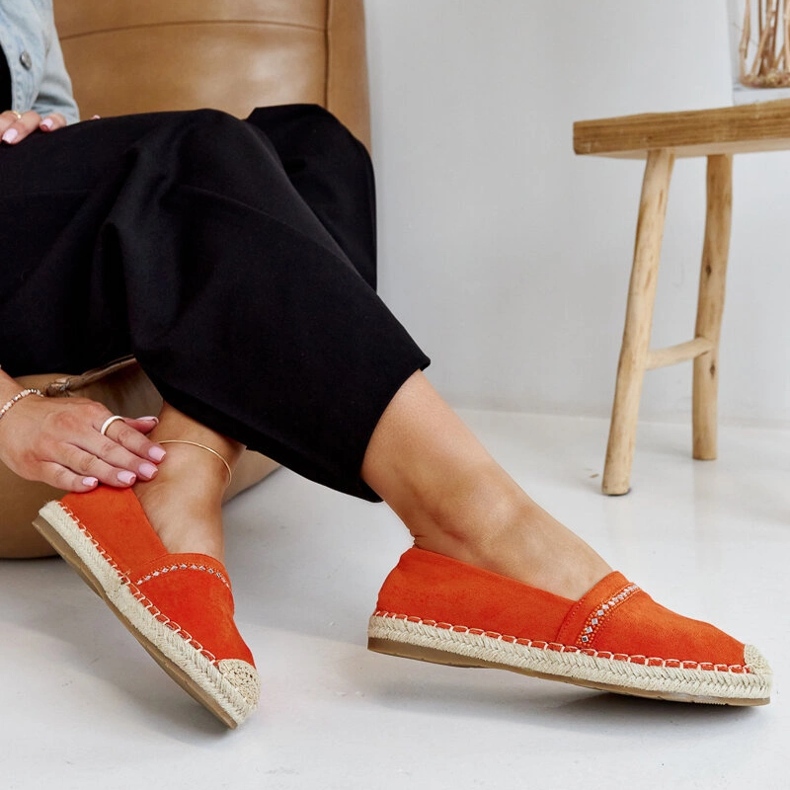 Orange espadrillor med Abia strass 1