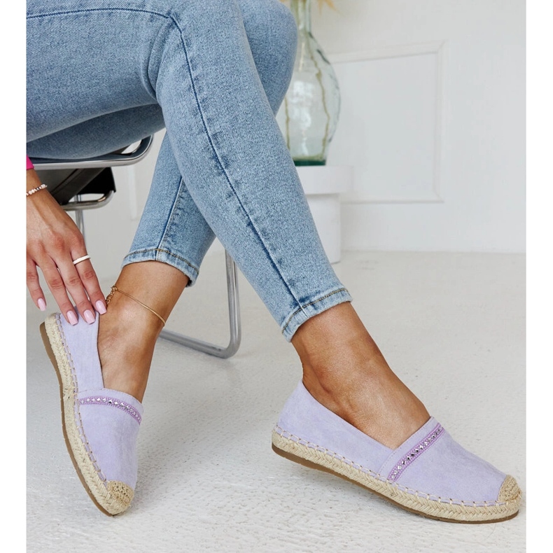 Lila espadrillor med Abia strass violett 1