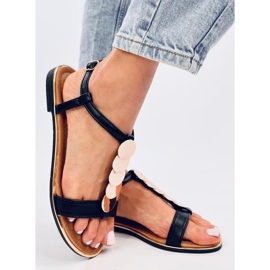 Ennes Svarta sandaler med gulddekor 2